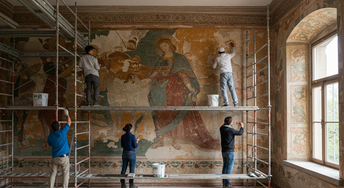 Реставрация настенной росписи в историческом интерьере